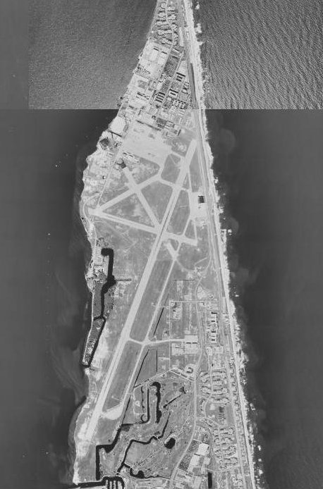 Aerial of Patrick Air Force Base and the Banana River causeway corridor, 1999.
