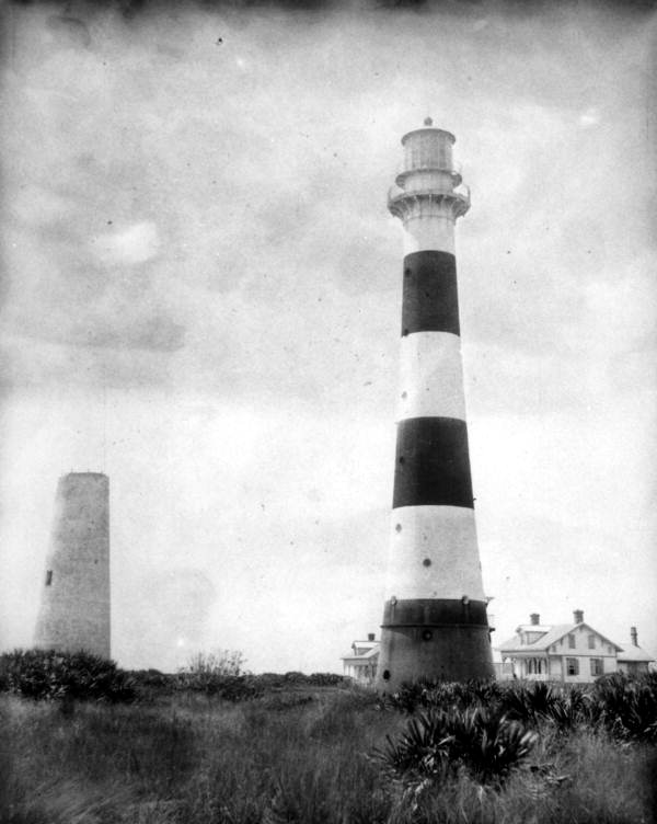 The Cape Canaveral Lighthouse photographed circa 1890, showing the iron tower before its 1894 inland move.